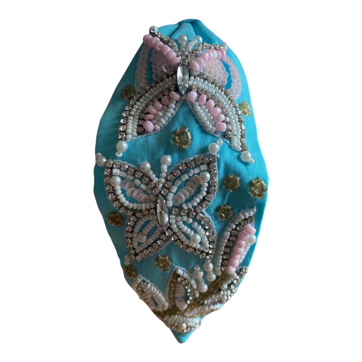 Handbeaded Headband Turban - Butterfly Blue