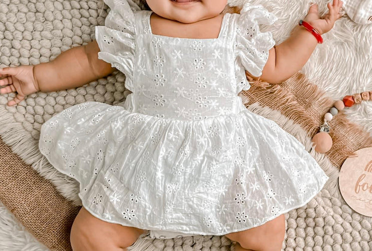 Stina White Romper with headbow