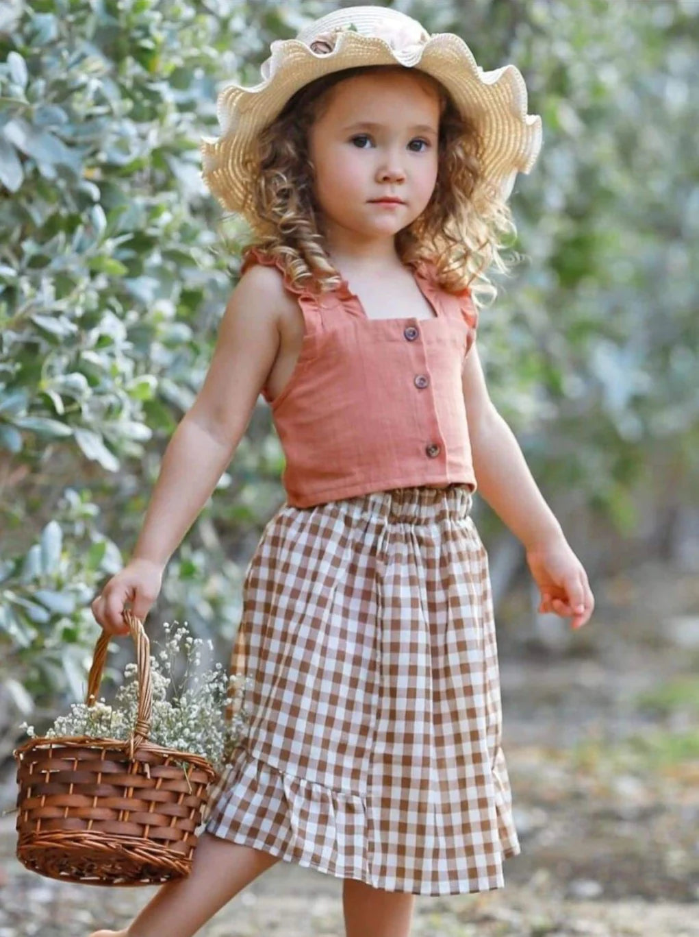 Organic Plaid skirt and crop top
