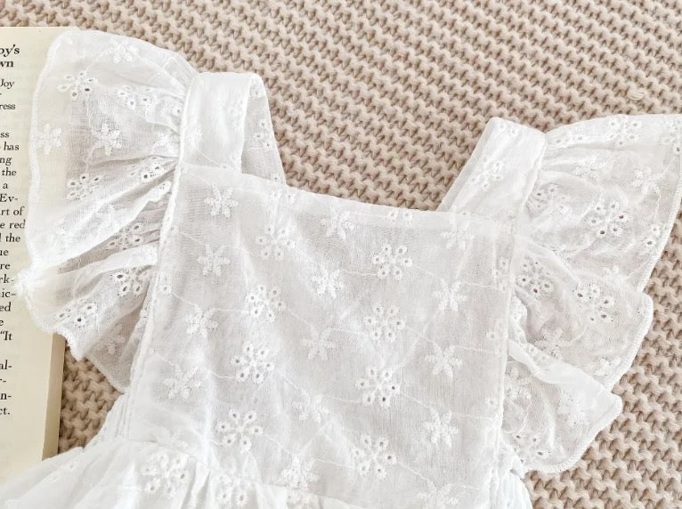 Stina White Romper with headbow