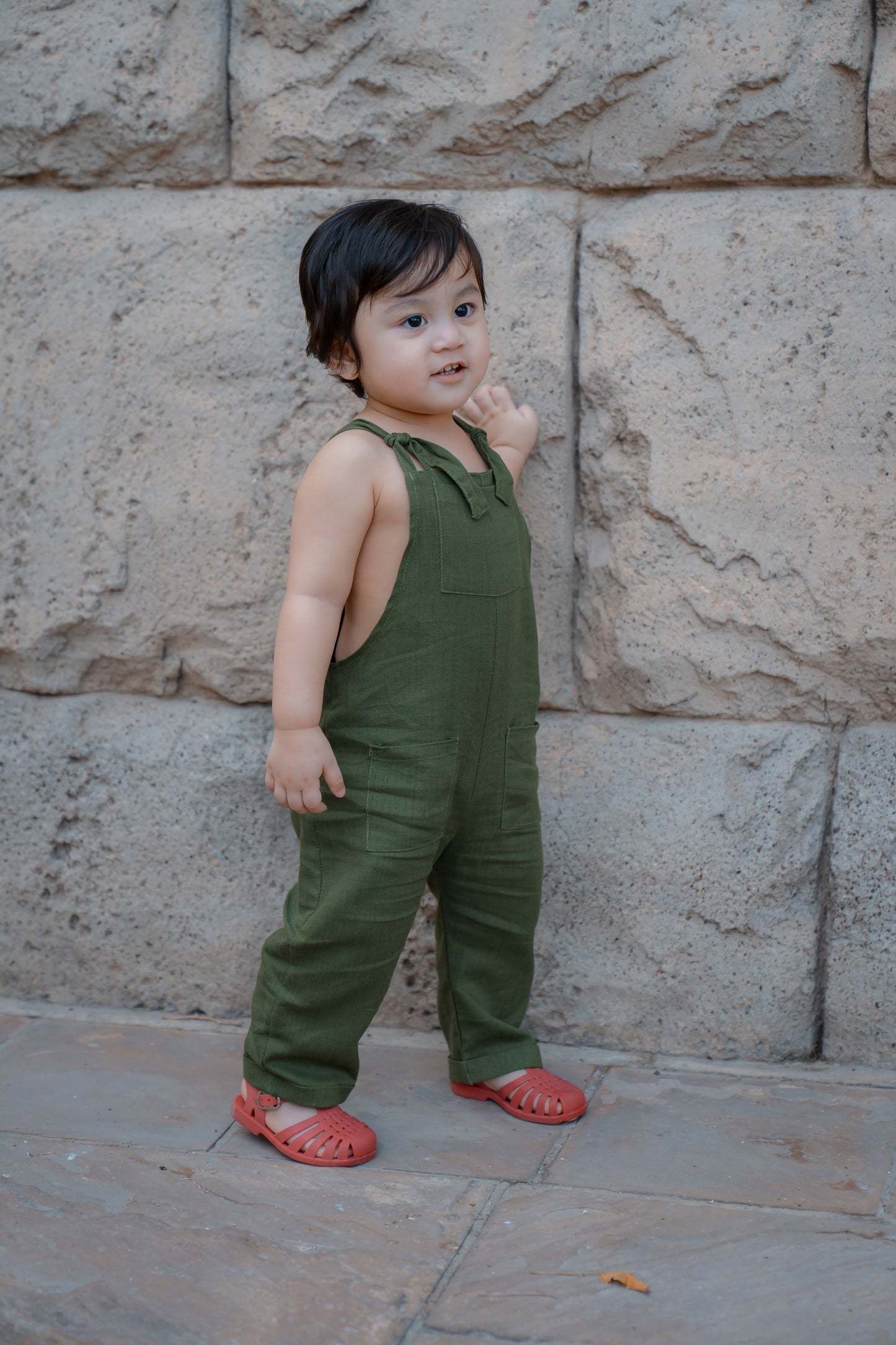 Joe Linen Romper - Forest Green