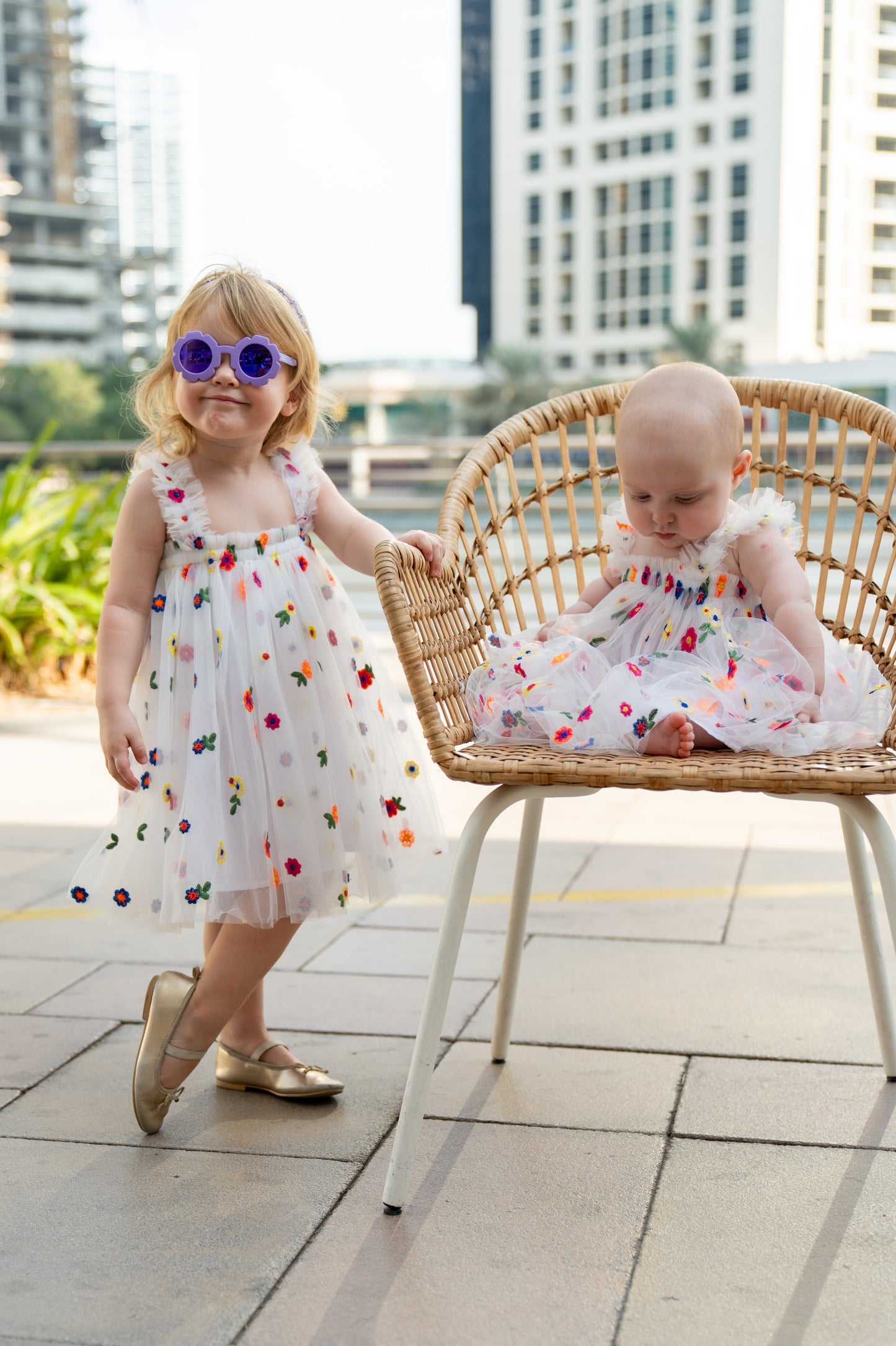 Embroidered Flower Tulle Dress