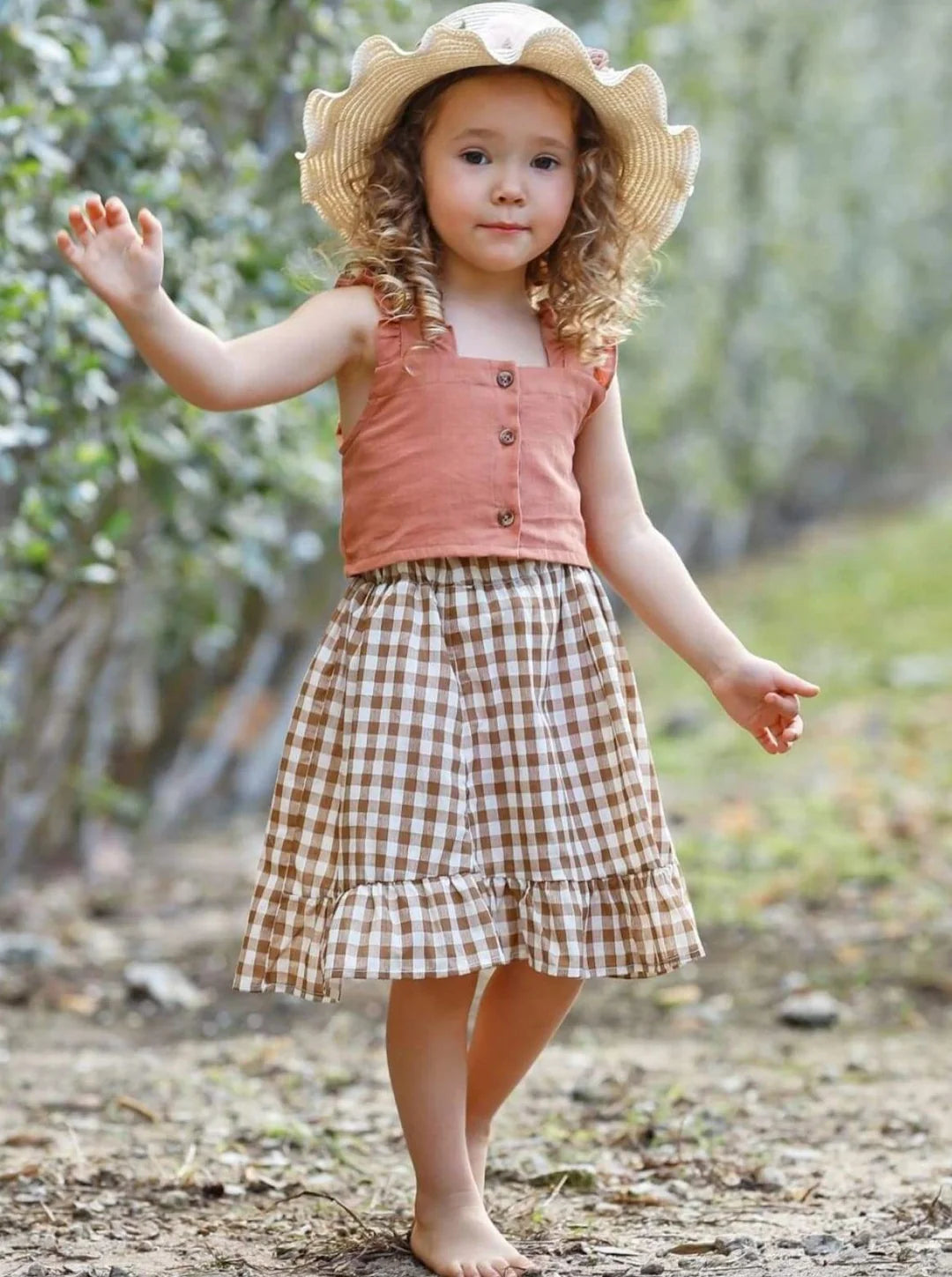 Organic Plaid skirt and crop top
