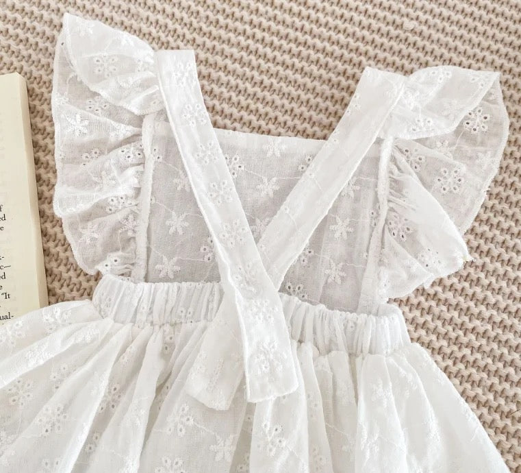 Stina White Romper with headbow