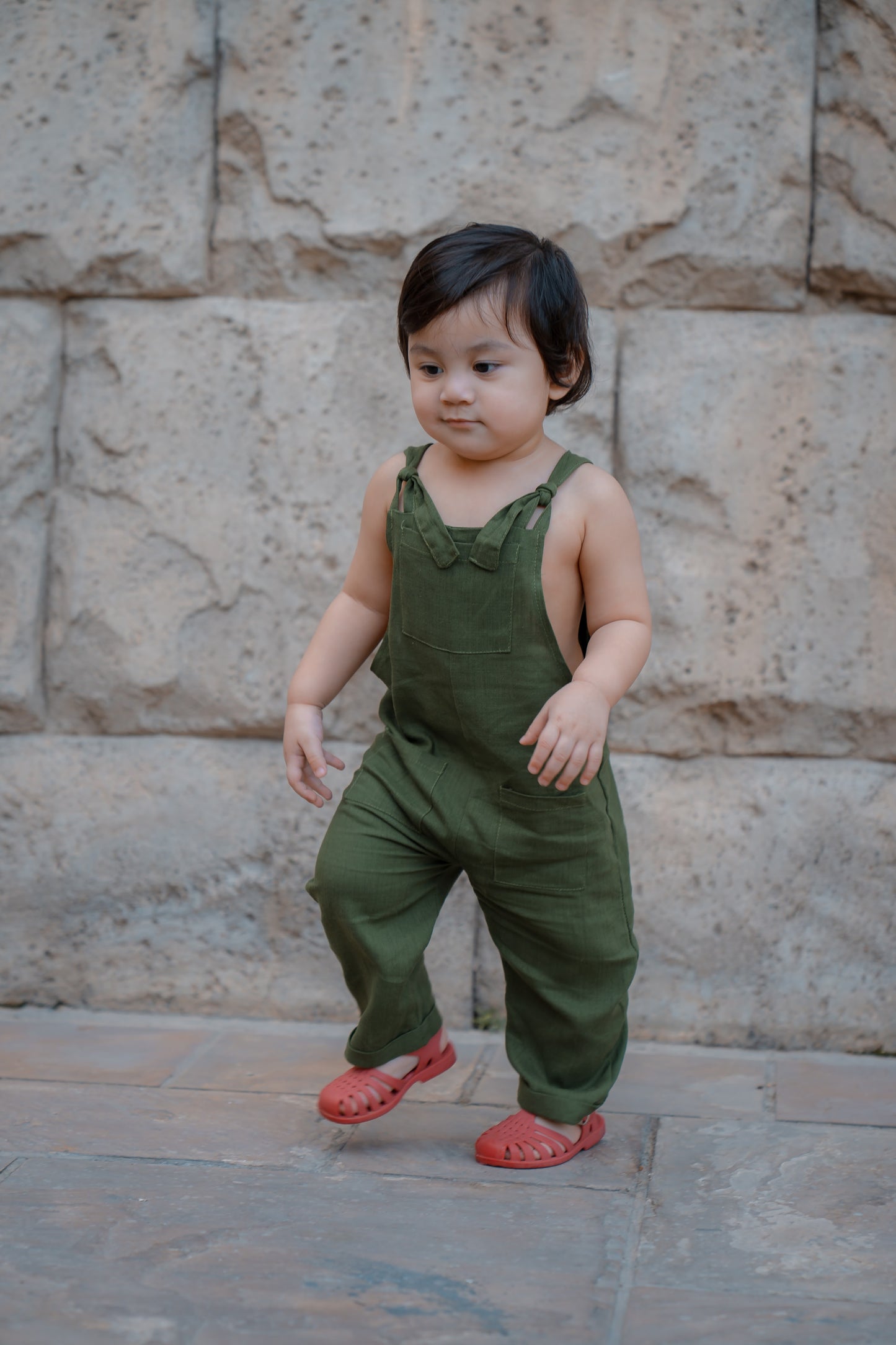 Joe Linen Romper - Forest Green