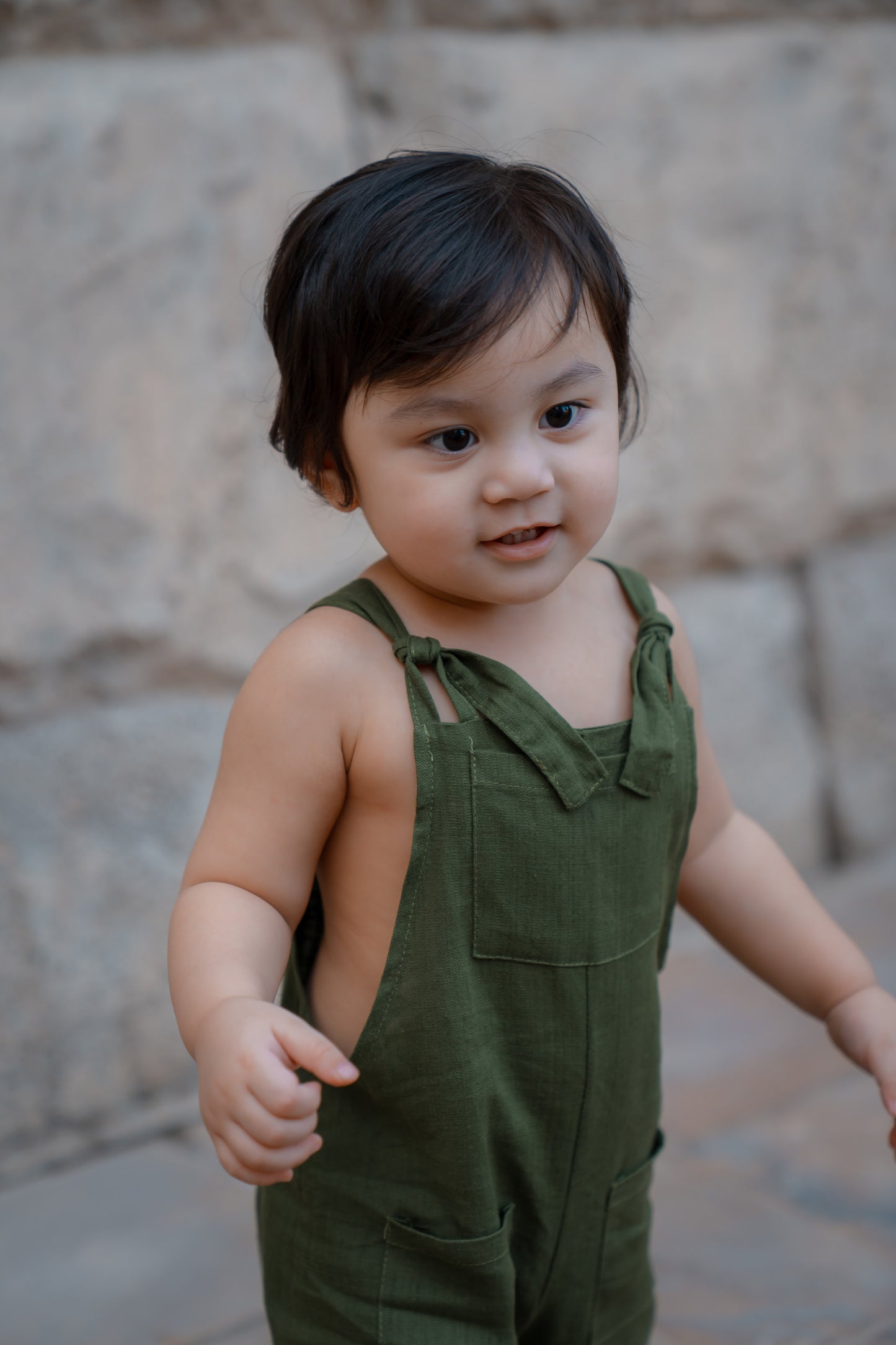 Joe Linen Romper - Forest Green