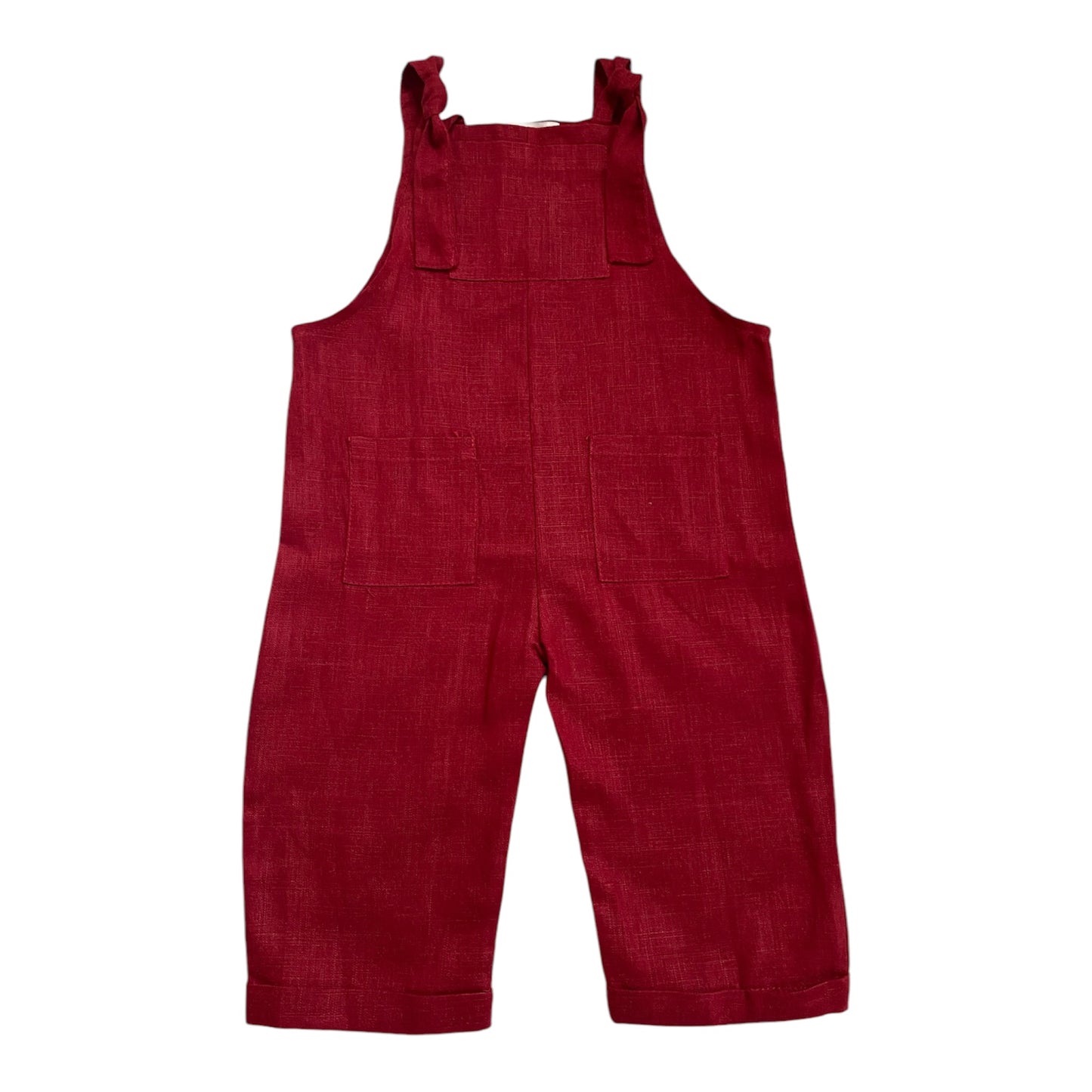 Joe Linen Romper - Maple Red / White