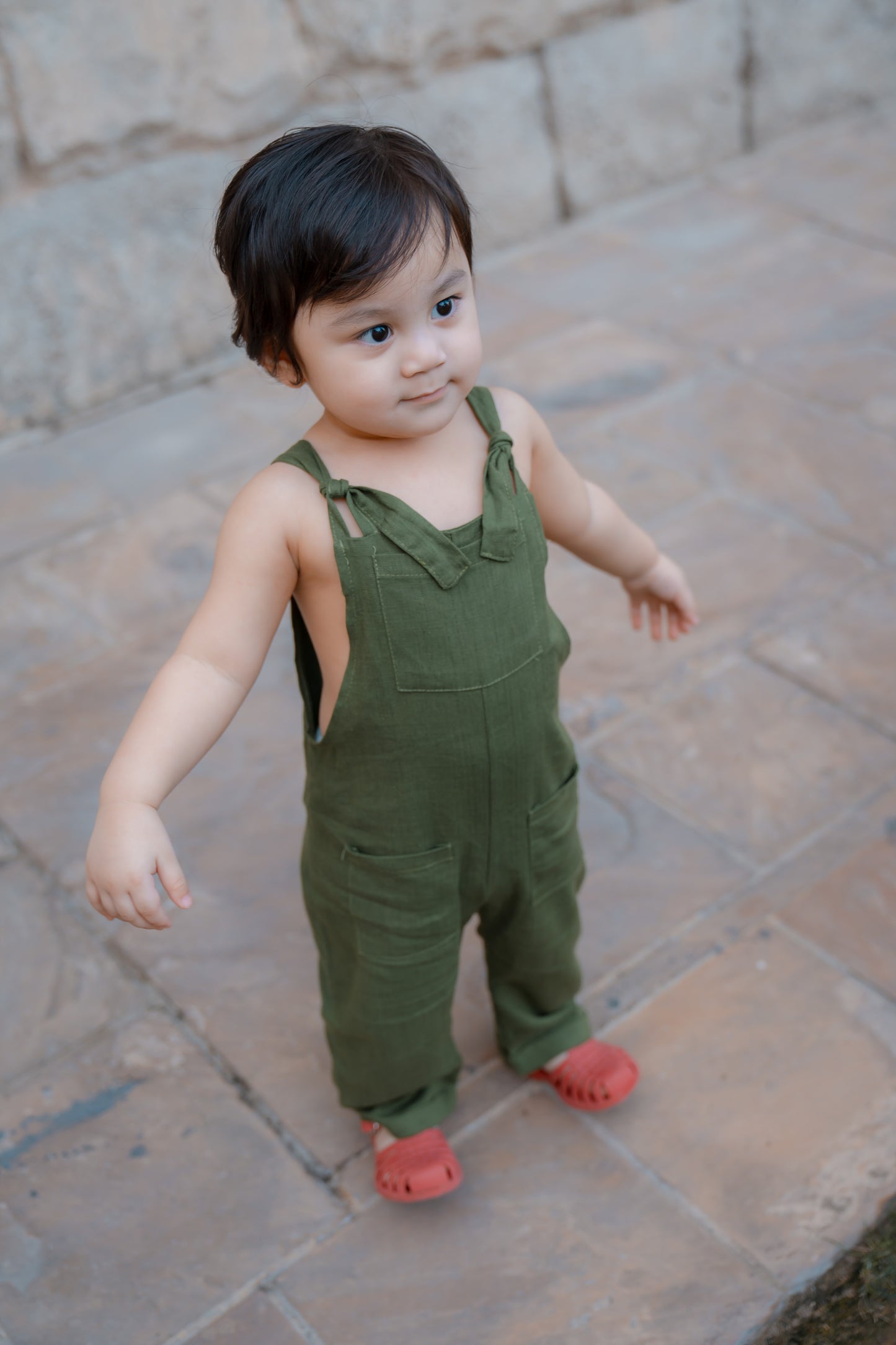 Joe Linen Romper - Forest Green