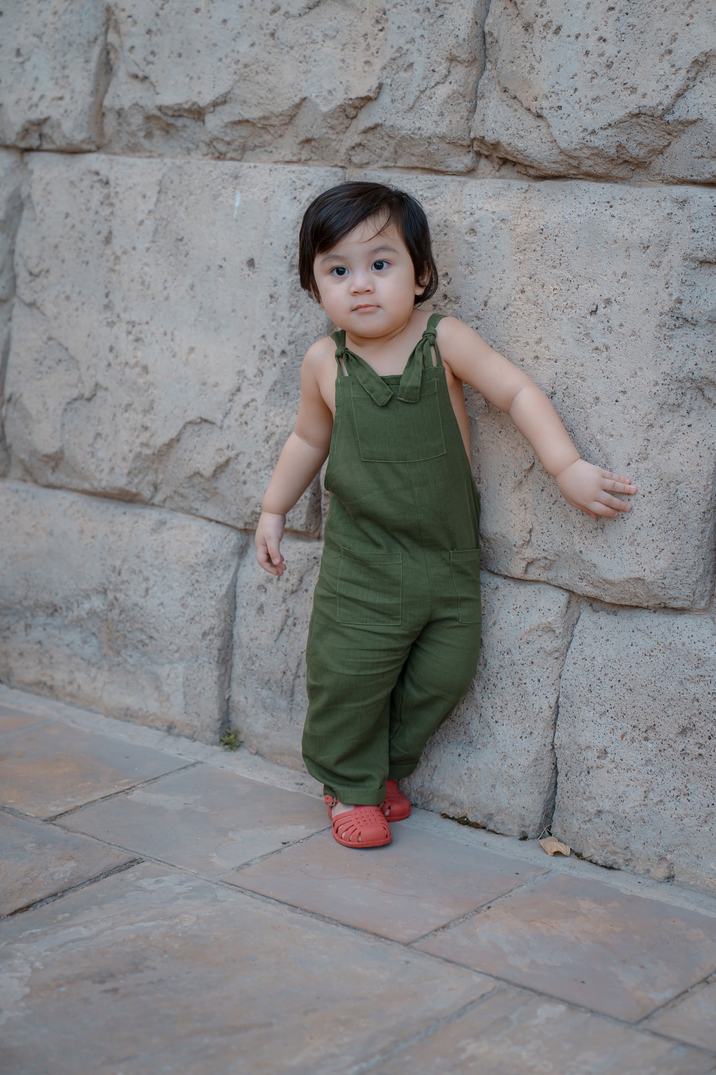 Joe Linen Romper - Forest Green