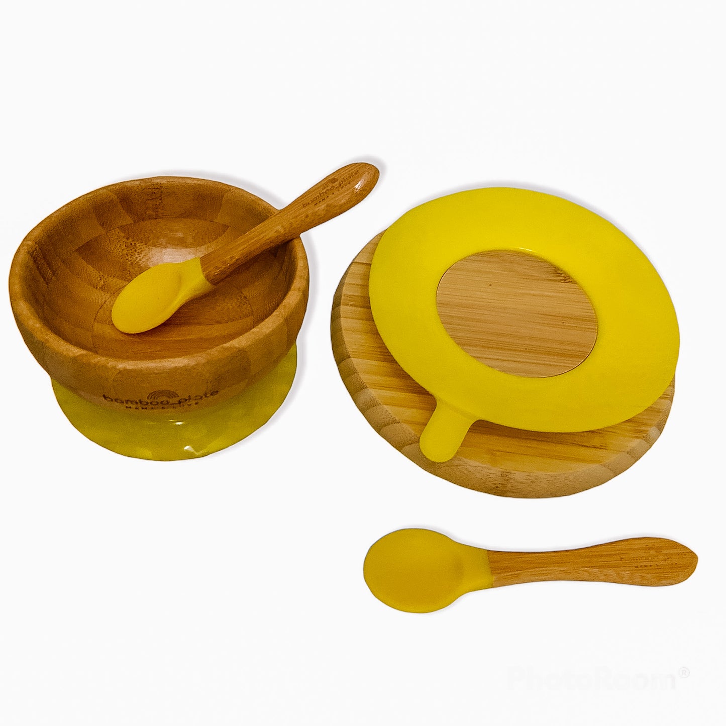 Bamboo Round Suction Plate & Bowl Set