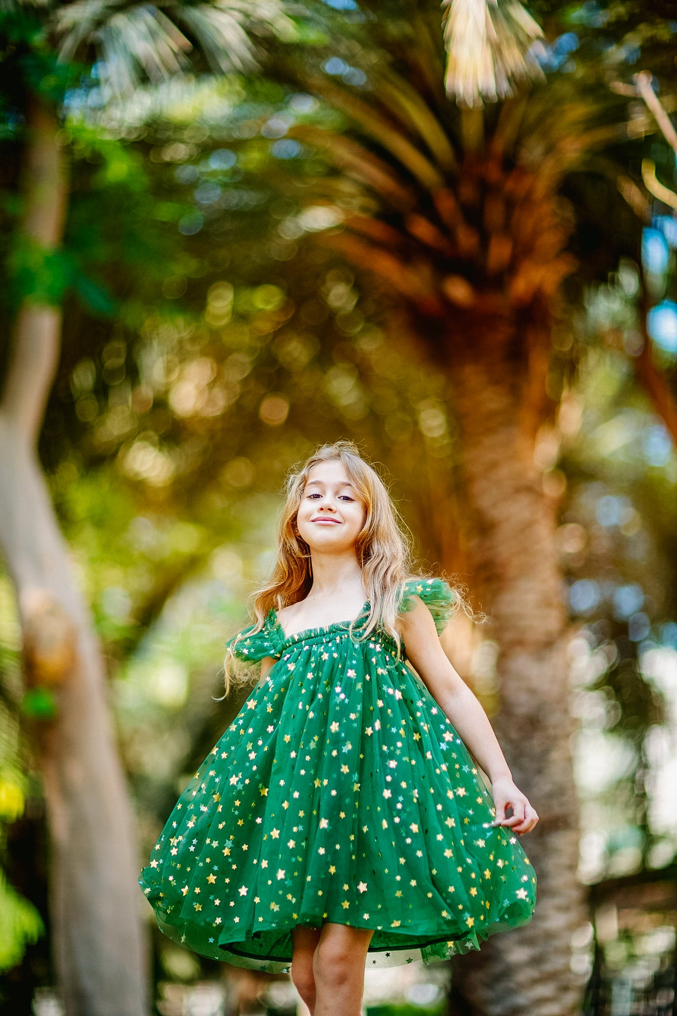 Christmas Elegant Star Dress in Green