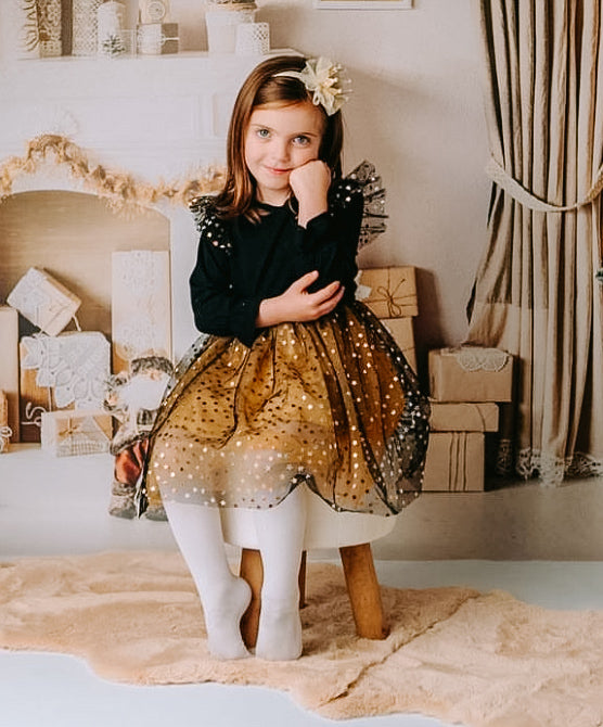 Princess Jojo Black & Gold Star Tulle Dress