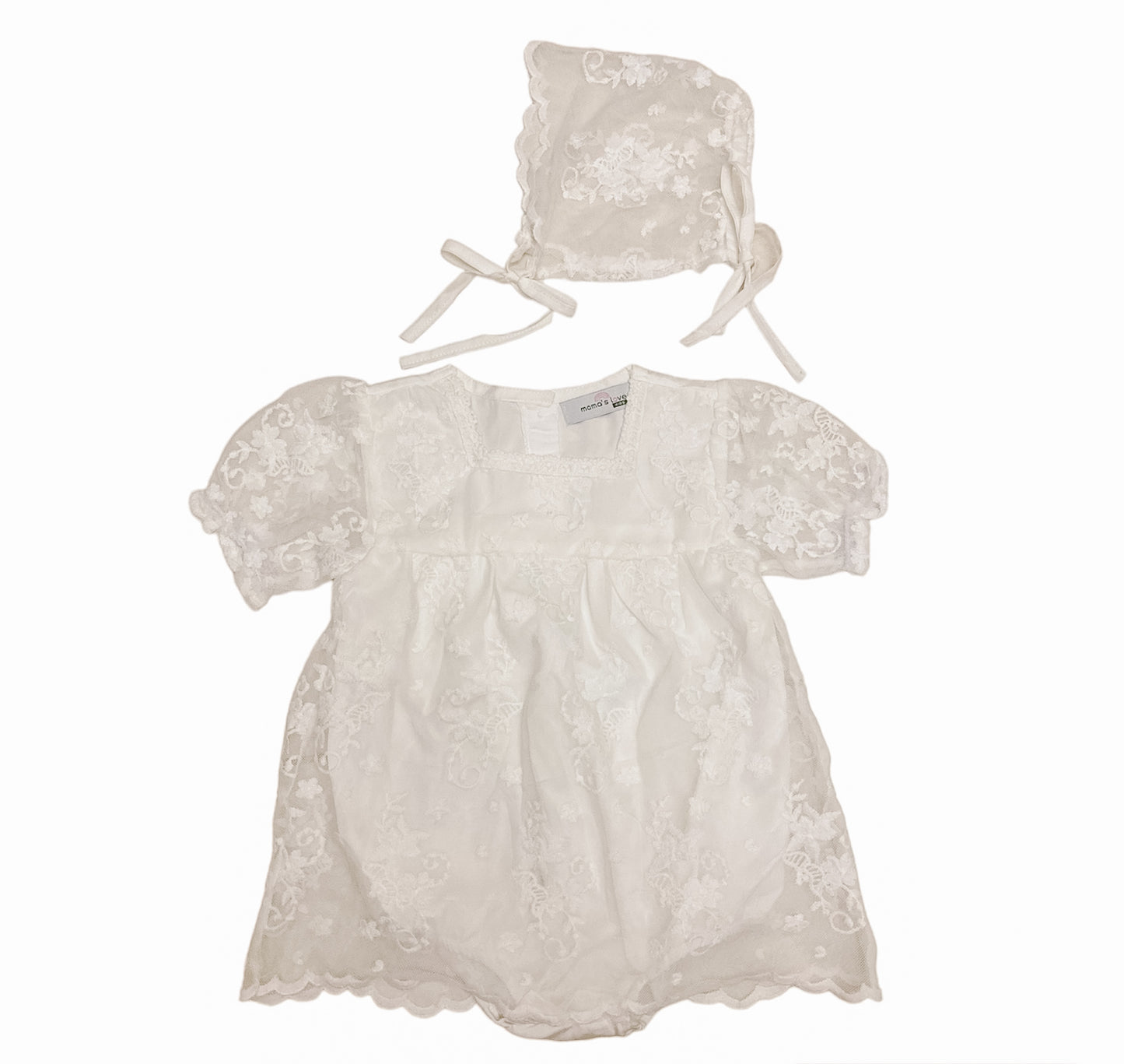 Angel Lace Romper with Bonnet