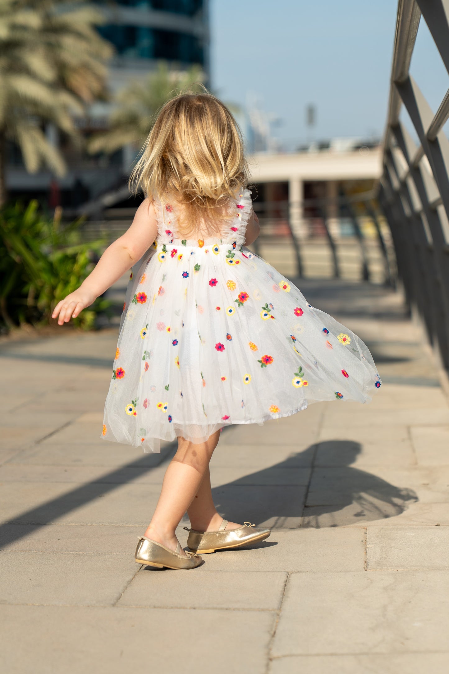 Embroidered Flower Tulle Dress
