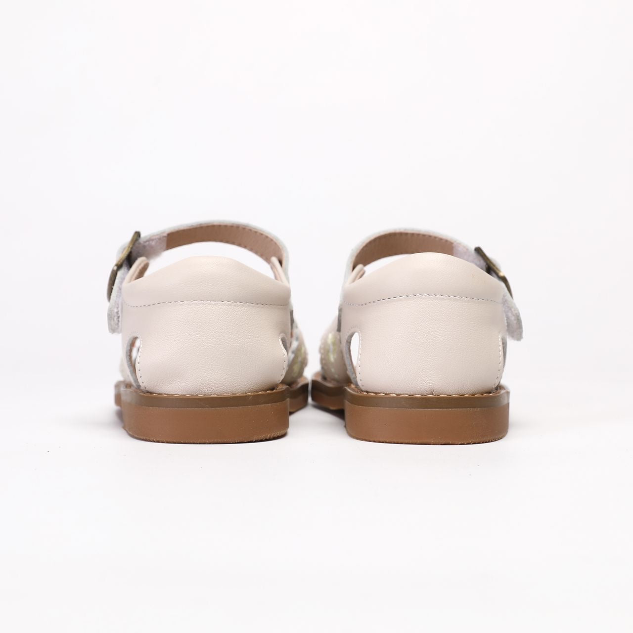 Emma Leather Sandal - Beige White