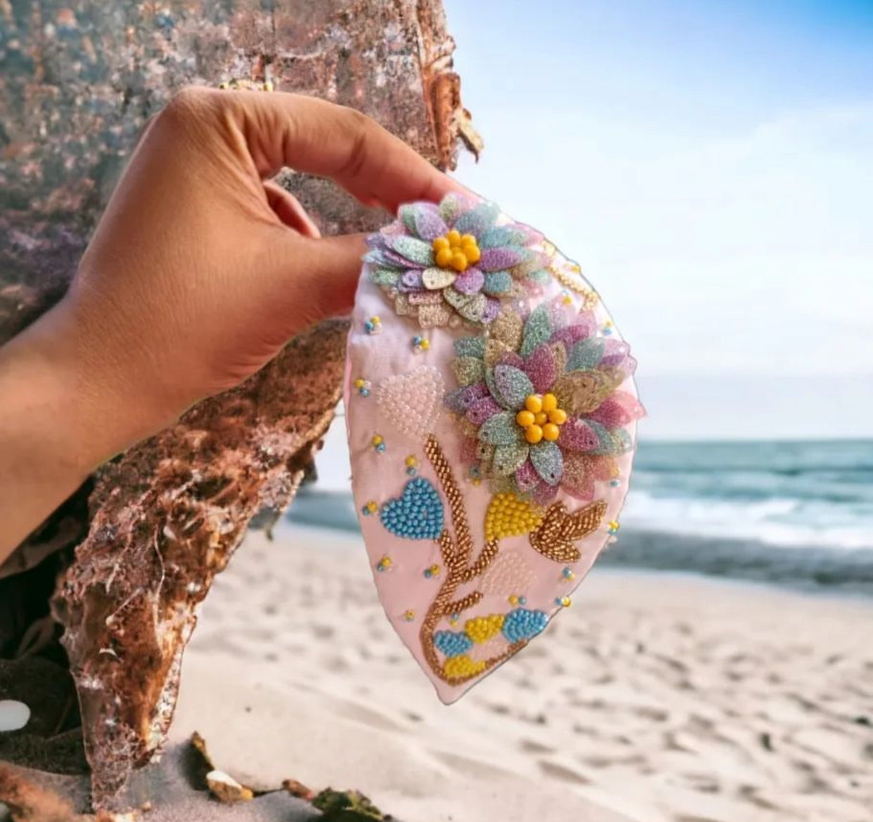 Handbeaded Headband Turban - Flower