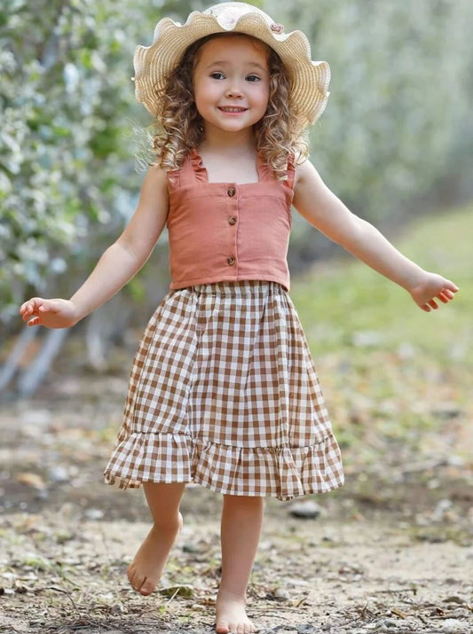 Organic Plaid skirt and crop top