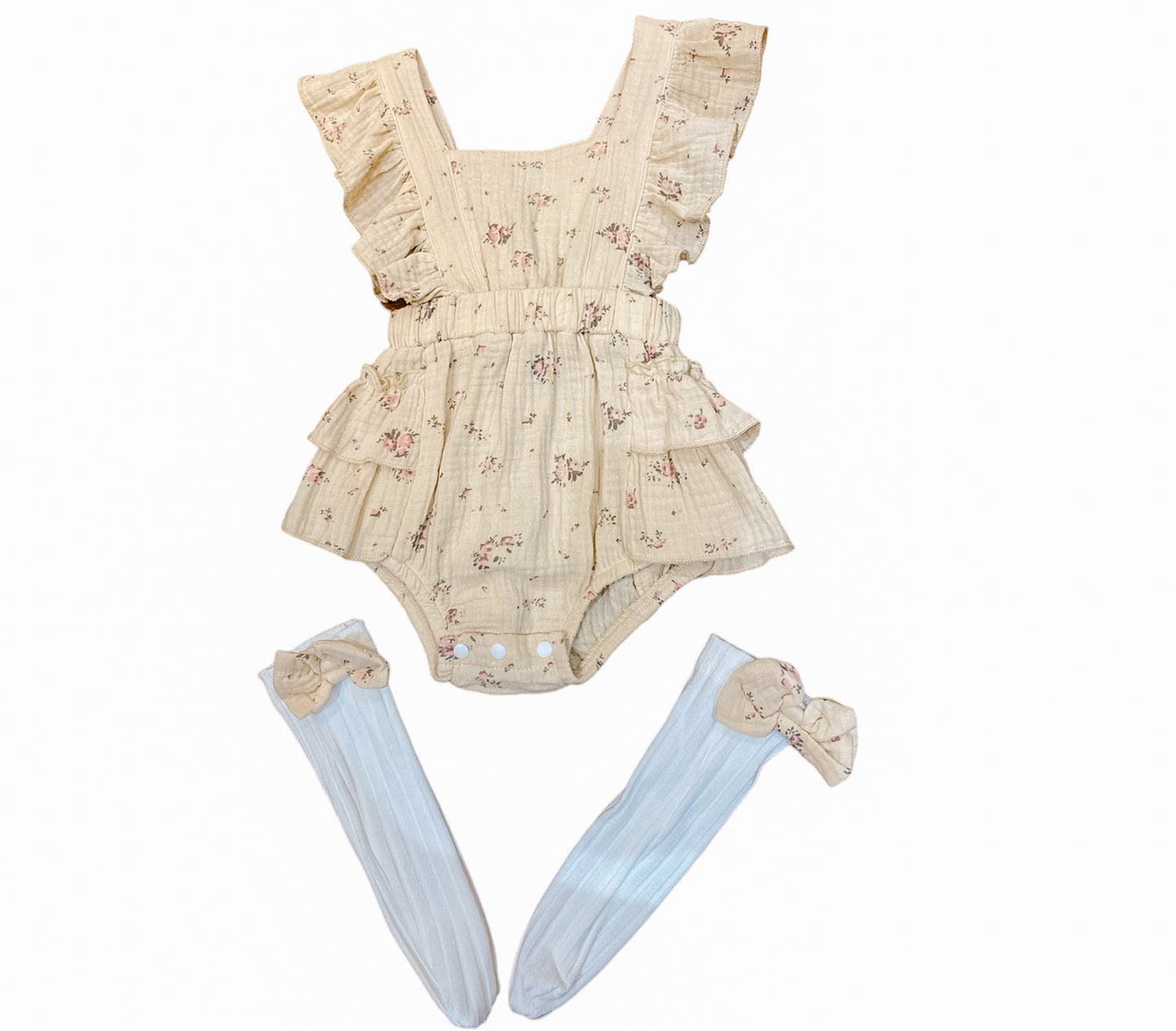 Andrea Muslin Romper with Sock