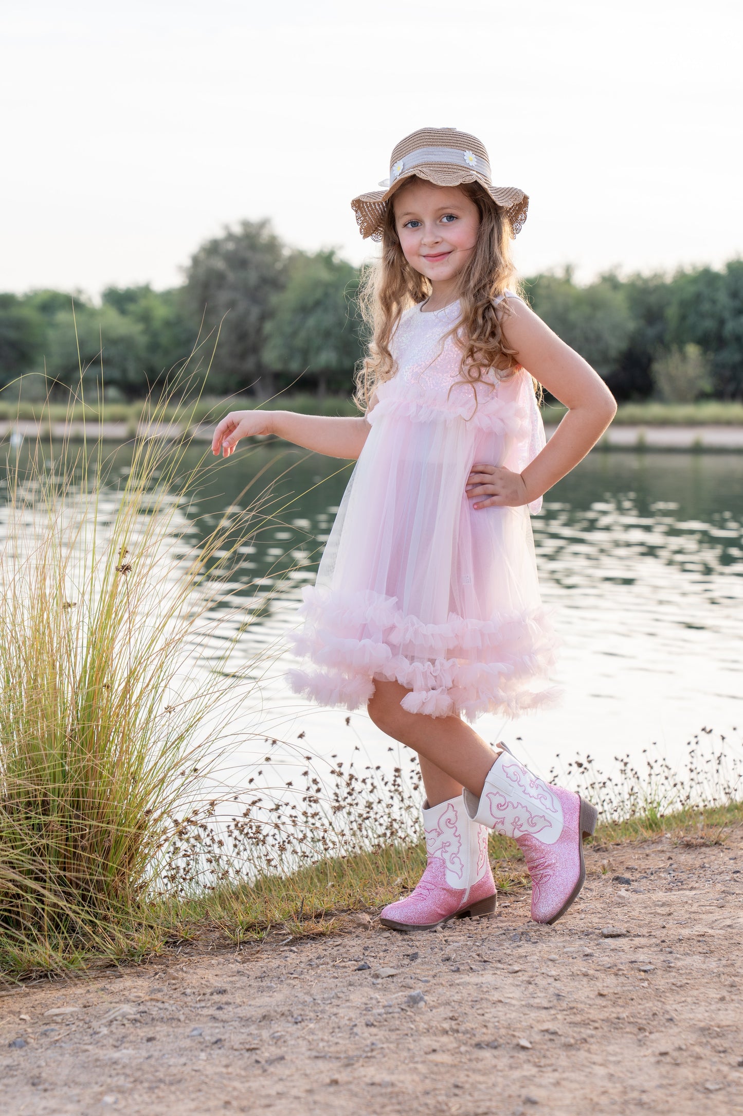 Bow Elegant Tulle Dress - Blush Pink