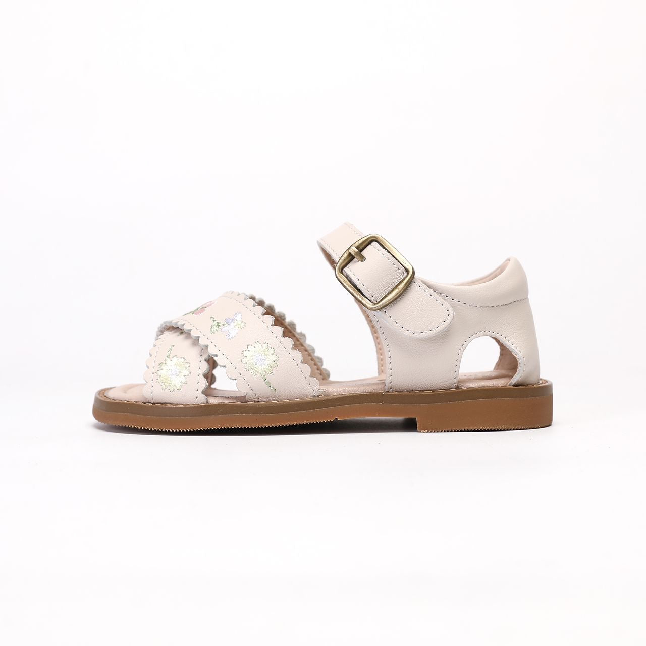 Emma Leather Sandal - Beige White