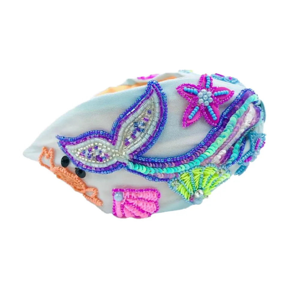 Handbeaded Headband Turban - Mermaid