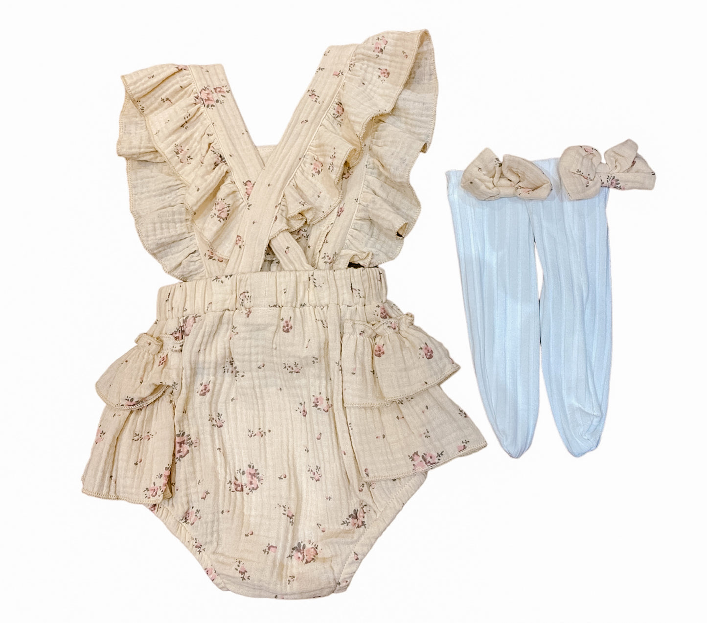 Andrea Muslin Romper with Sock