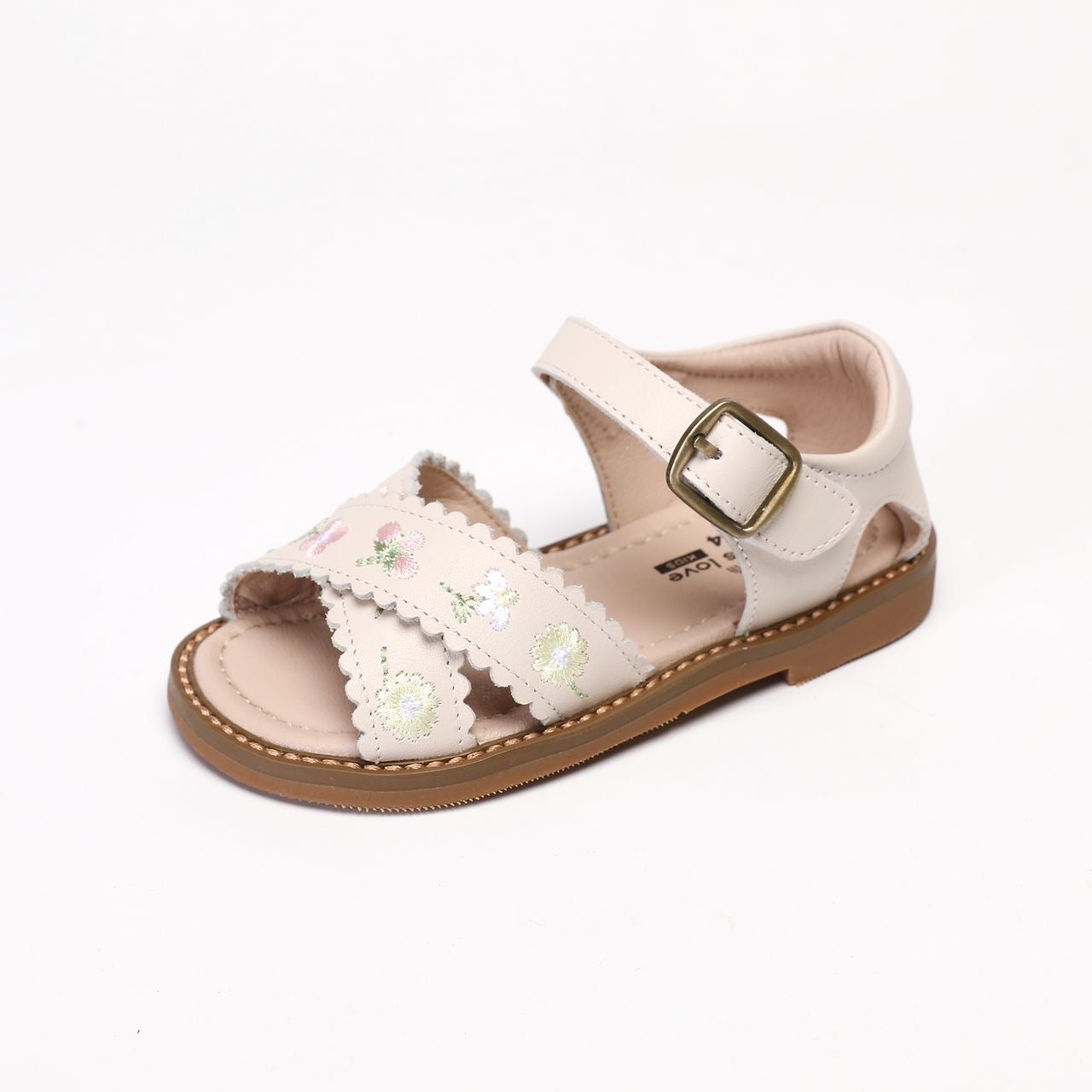 Emma Leather Sandal - Beige White