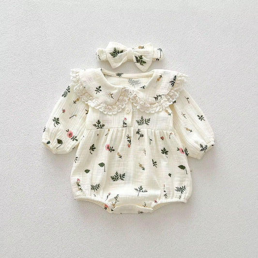 Muslin Leaves Romper Set