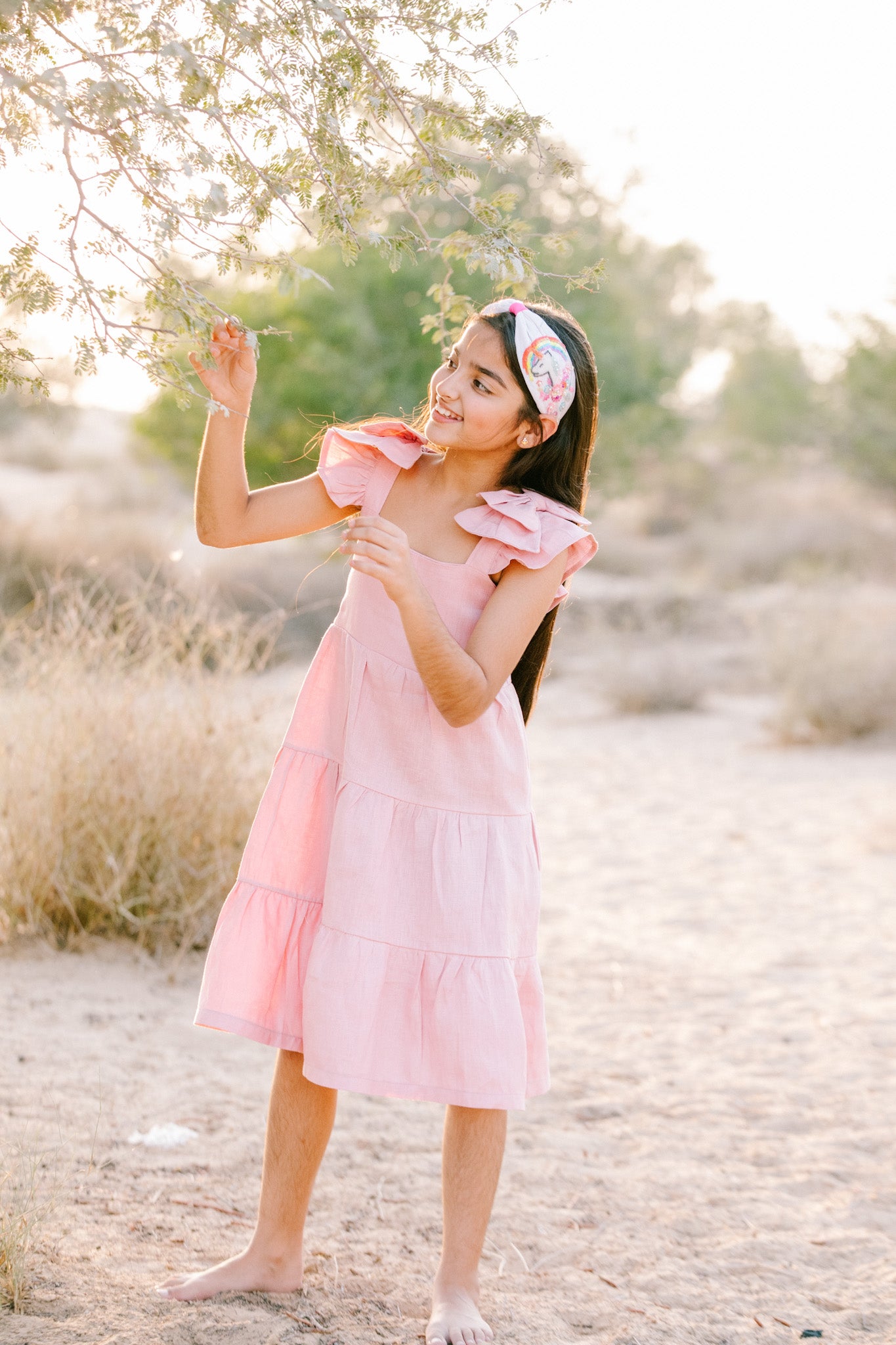 Desert Pure Linen Bow Dress